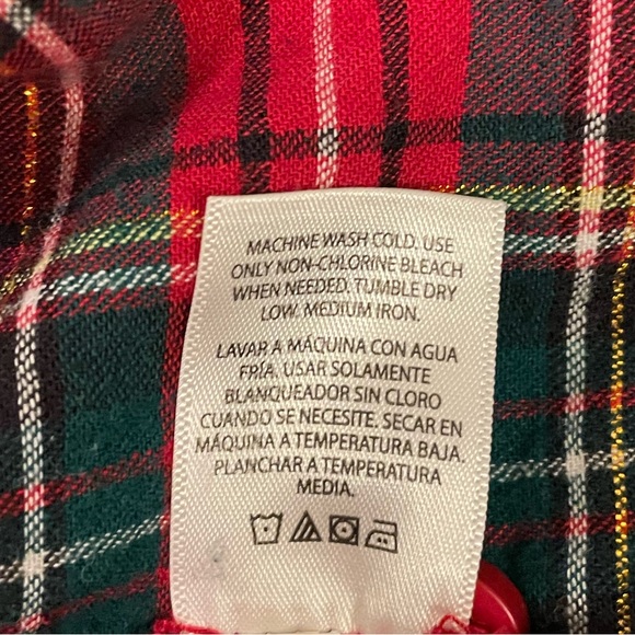 Red Green and Gold Plaid Button Down Long Sleeved Blouse, Sz XL - Picture 6 of 6